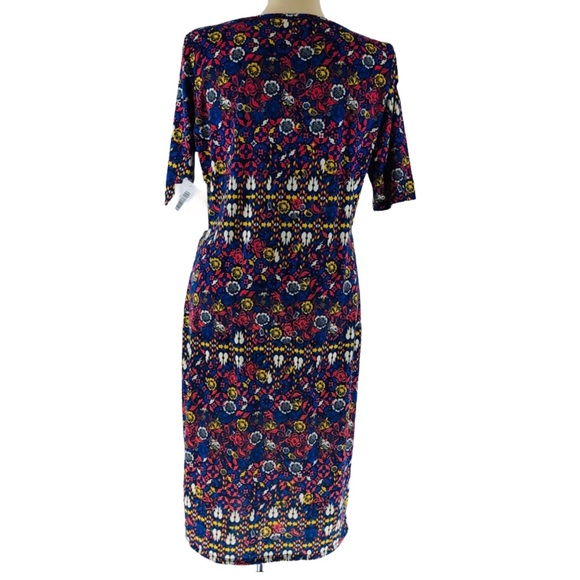 LuLaRoe Dress Multi-print Patterned Floral Sheath Short Sleeve Knee Length XL - Picture 3 of 6
